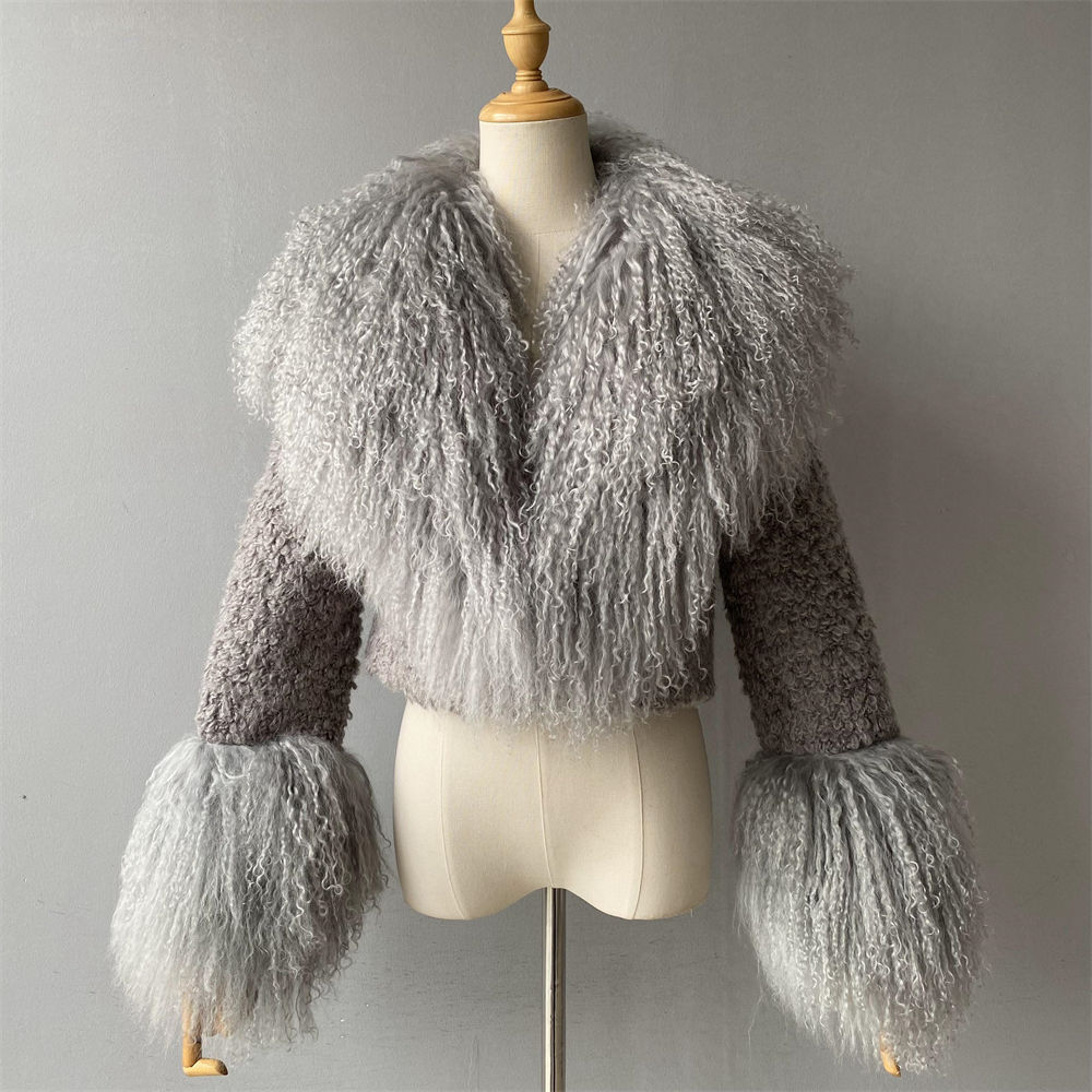  Sheep Lamb Fur Coat Fluffy Natural Mongolian Fur 3pcs