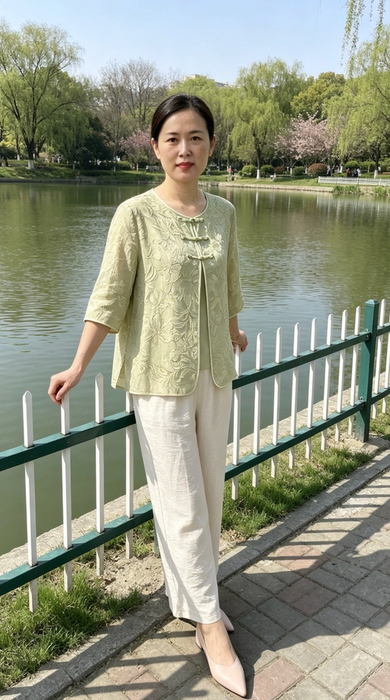 New Chinese style mom summer dress chiffon short sleeved T-shirt 2026 new style Chinese style clothing for middle-aged and elderly women
