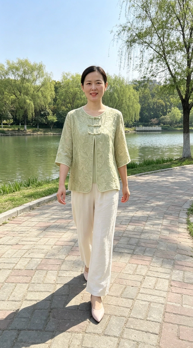 New Chinese style mom summer dress chiffon short sleeved T-shirt 2026 new style Chinese style clothing for middle-aged and elderly women