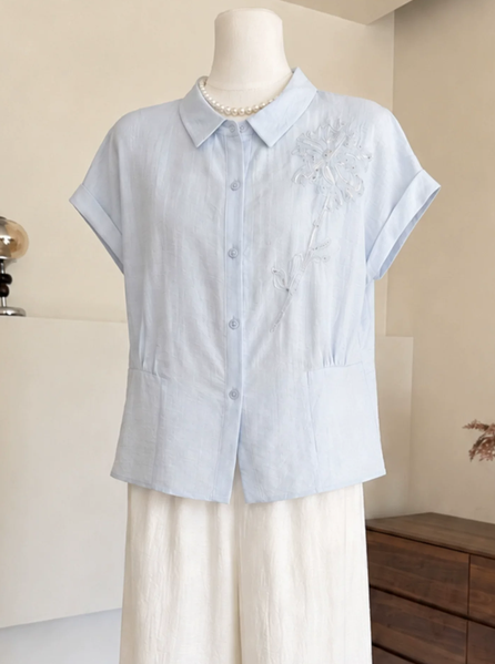 Summer 2026 new Lyocell Tencel shirt for middle-aged and elderly women, short sleeved T-shirt
