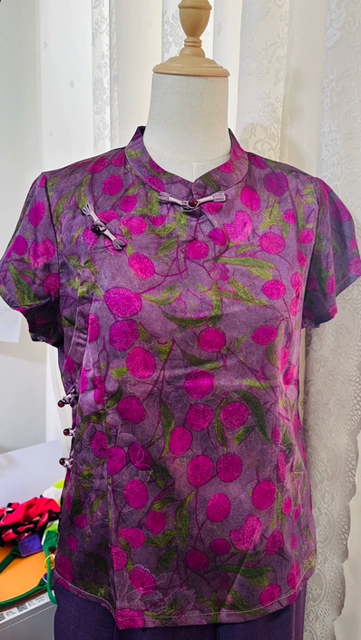 New Chinese style mom summer printed short sleeved T-shirt 2026 new style Chinese style top and wide leg pants set for middle-aged and elderly women