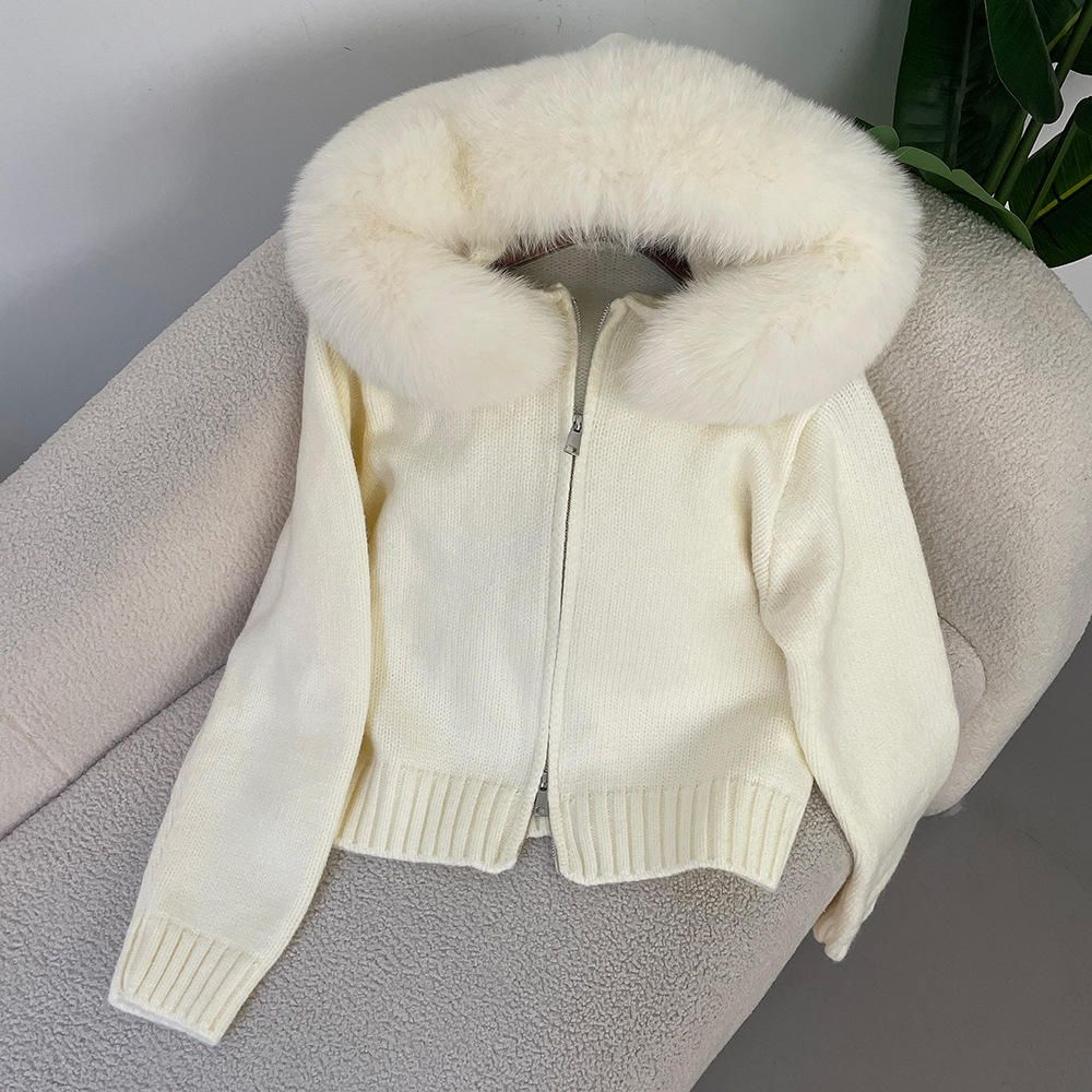 Winter Luxury Hoodie Knitted Coat Zipper