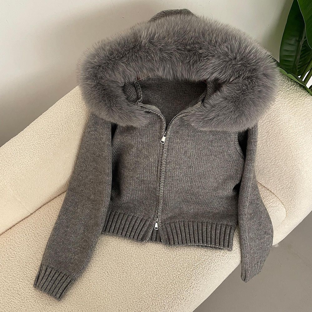 Winter Luxury Hoodie Knitted Coat Zipper