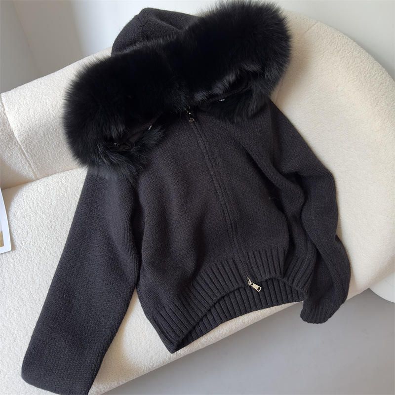 Winter Luxury Hoodie Knitted Coat Zipper