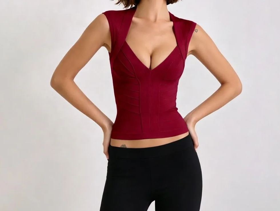  Bandage Top Women Deep V Neck Sleeveless  MOQ 10pcs