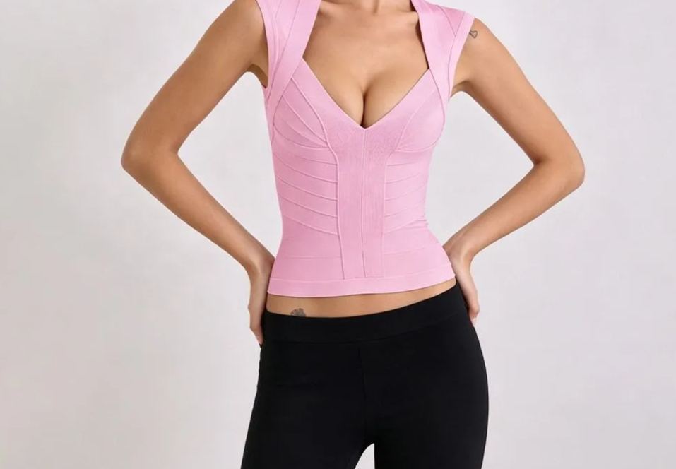  Bandage Top Women Deep V Neck Sleeveless  MOQ 10pcs