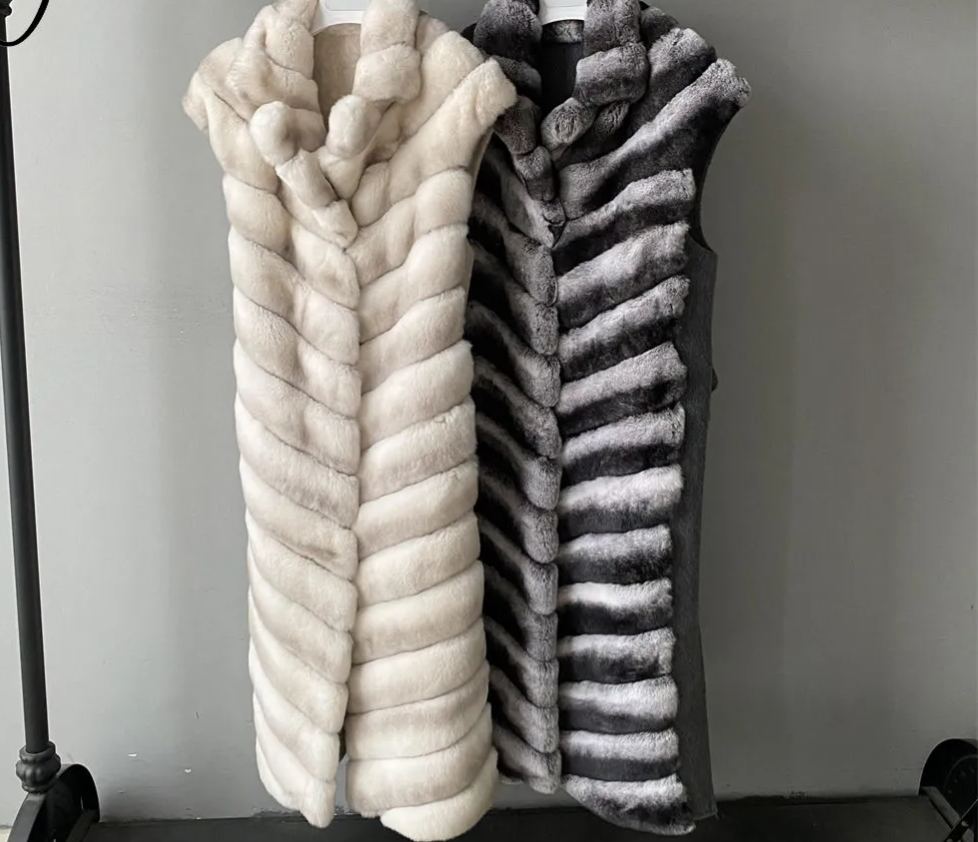 Wool Cashmere Gilet Autumn Chinchilla Fur 1PCS