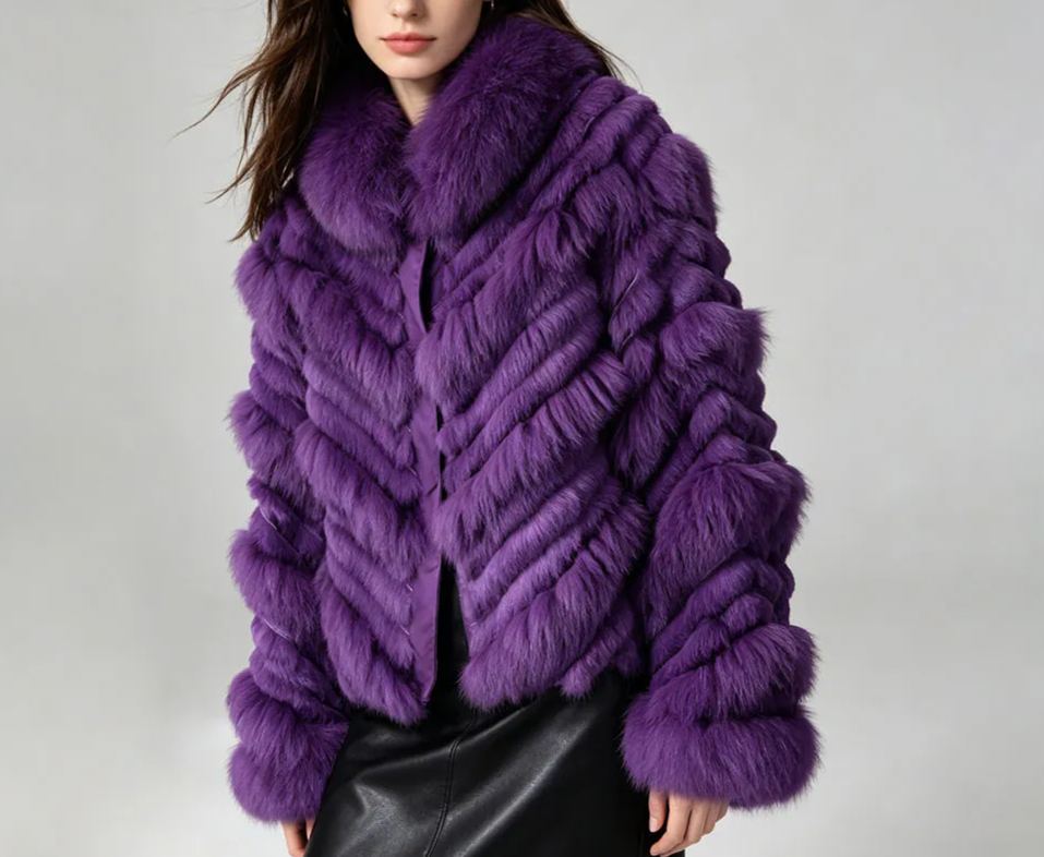  Reversible Real Fox Rabbit Fur Dyed Jacket Smooth Silk Liner Breathable Wholesale 1pcs 289