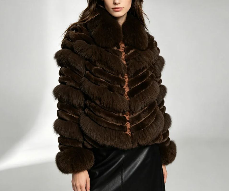  Reversible Real Fox Rabbit Fur Dyed Jacket Smooth Silk Liner Breathable Wholesale 1pcs 289