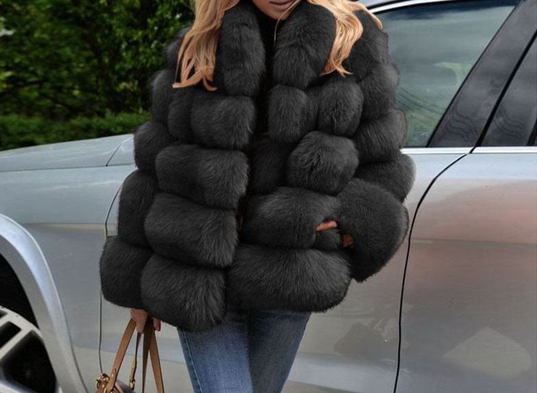 Winter New Arrival Short Warm Luxury Faux Fur Fluffy Furry Coat Women Plus Size 10PCS 505