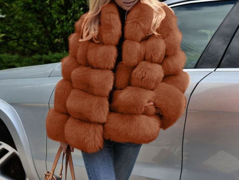 Winter New Arrival Short Warm Luxury Faux Fur Fluffy Furry Coat Women Plus Size 10PCS 505