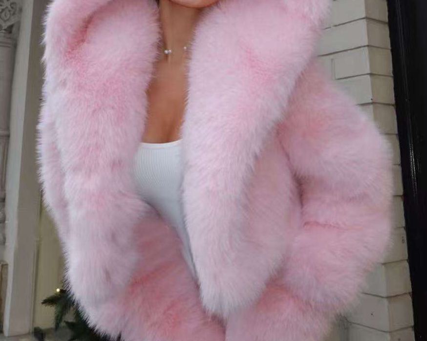 Women's Imitation Fox Fur Windproof Single Breasted Hooded Jacket Outerwear 15PCS  343