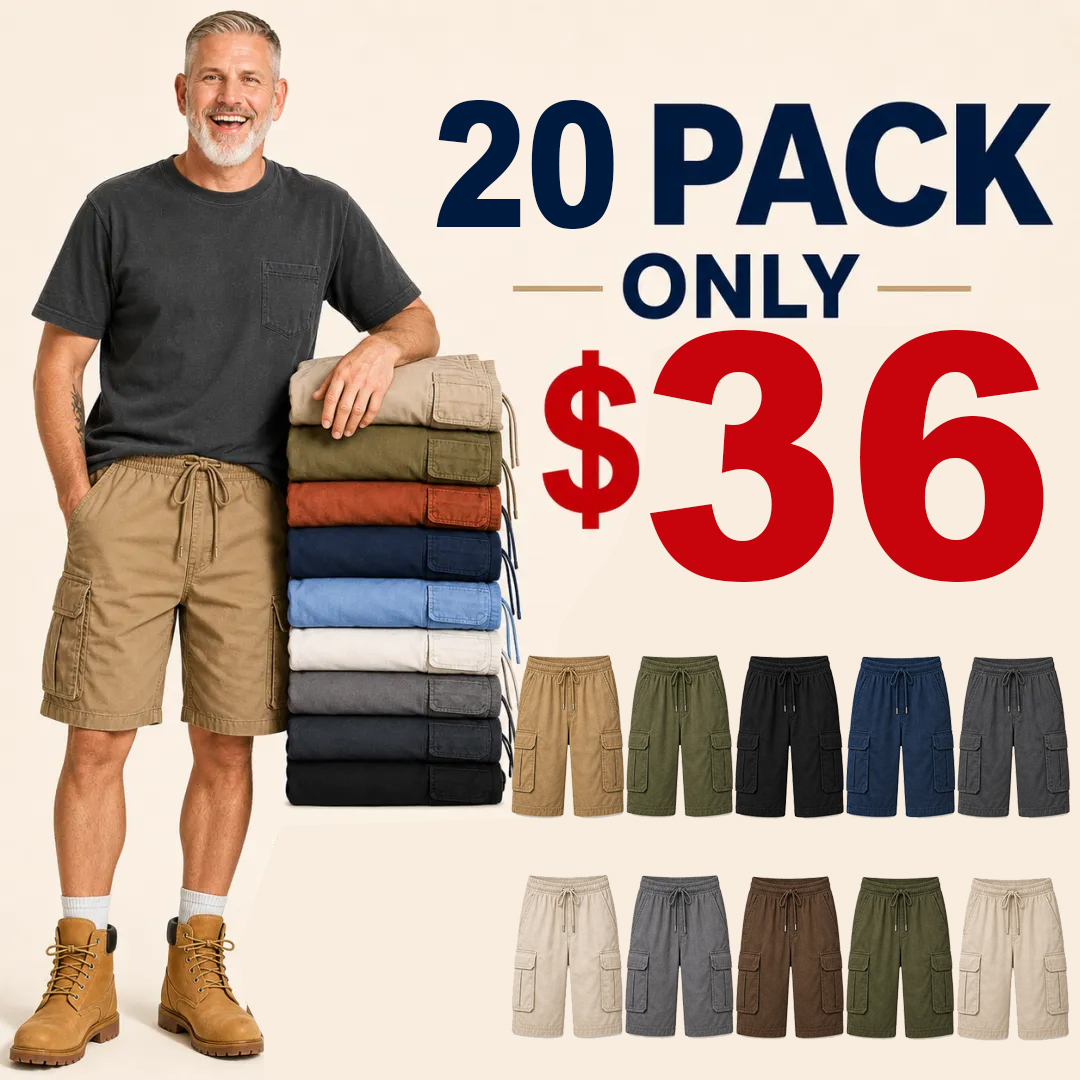 ⏰Warehouse Clearance⚡20 Pack for $36⚡Men's Utility Cargo Shorts Value Packs