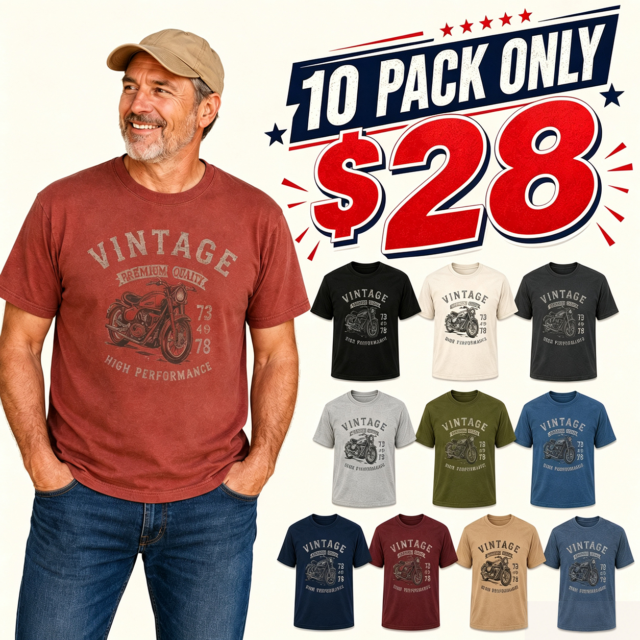 ⏰Store Closing Clearance⚡20 Pack Only $36⚡Men's Vintage Washed Graphic Tee
