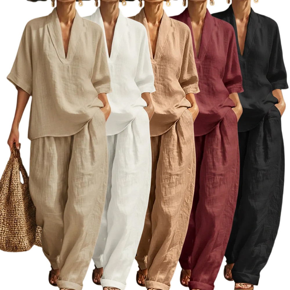 Casual And Cozy Minimalist Linen Two-piece Set