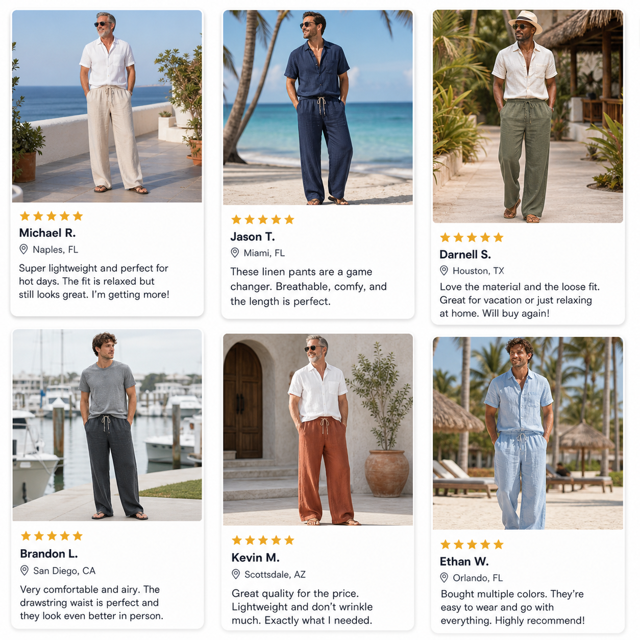 Customer review waterfall linen beach pants