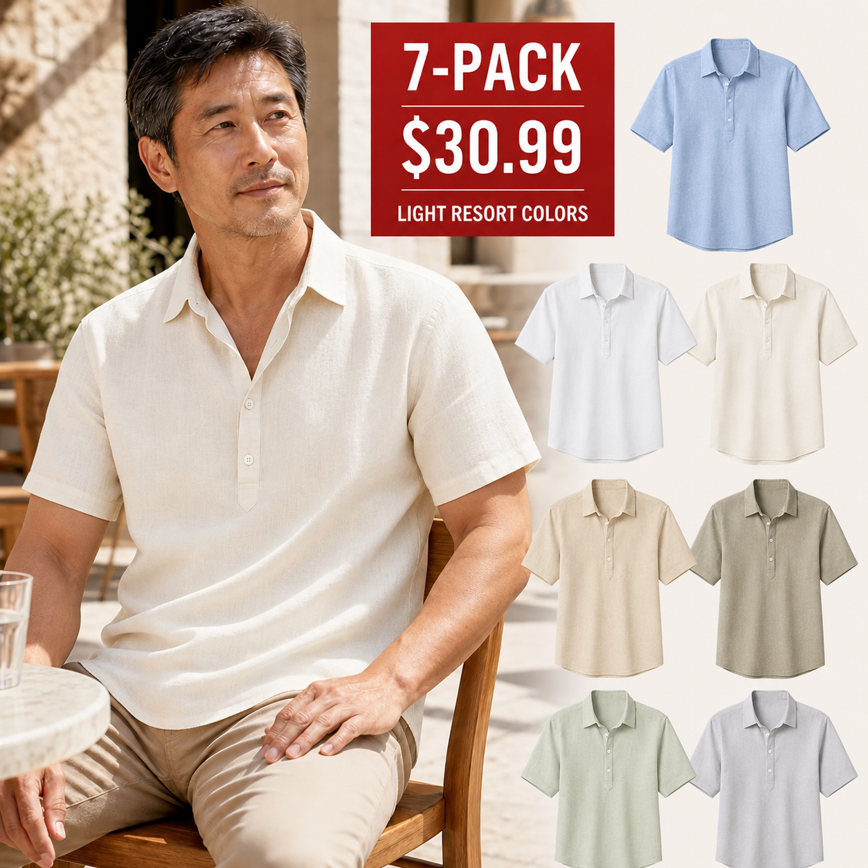 ⏰Clearance Sale⚡28-Pack Only $46.99⚡Men’s Relaxed-Fit Linen Shirt – Short & Long Sleeve