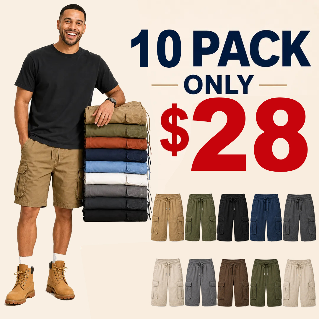 ⏰Warehouse Clearance⚡20 Pack for $36⚡Men's Utility Cargo Shorts Value Packs