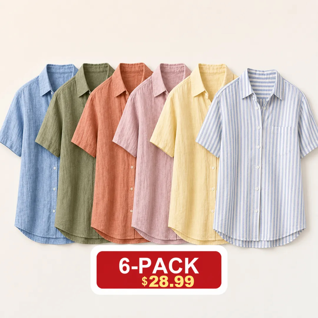⏰Warehouse Clearance⚡12-Pack for $34.99⚡👚Women’s Lightweight Linen Short Sleeve Shirt