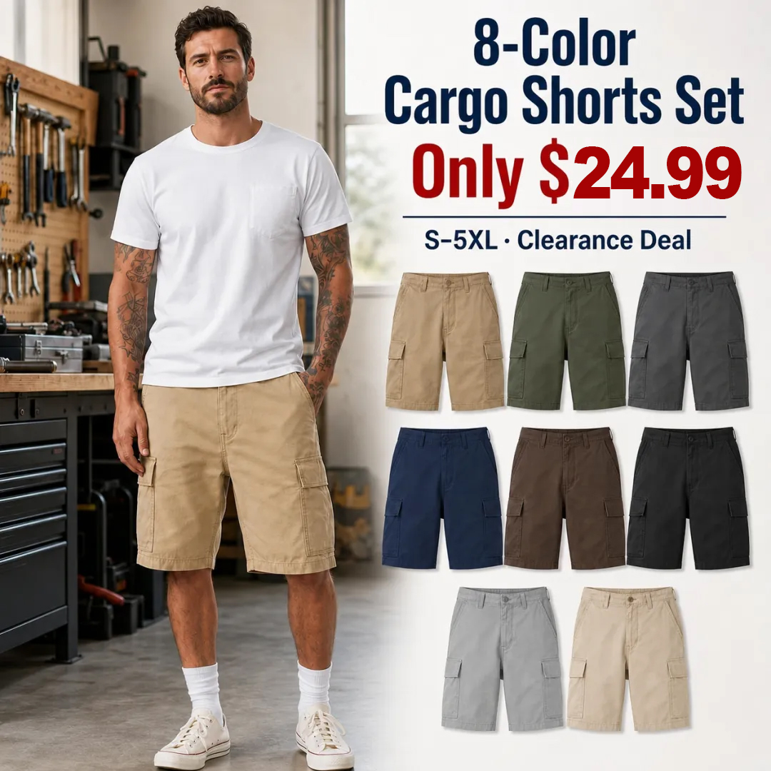 FINAL SALE⚡8 Packs for $24.99⚡- Men’s Relaxed Fit Cargo Shorts