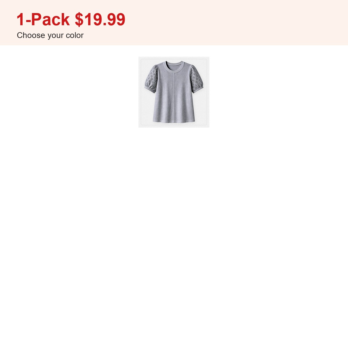 Women's 95% cotton eyelet sleeve tee - bundle 1pack