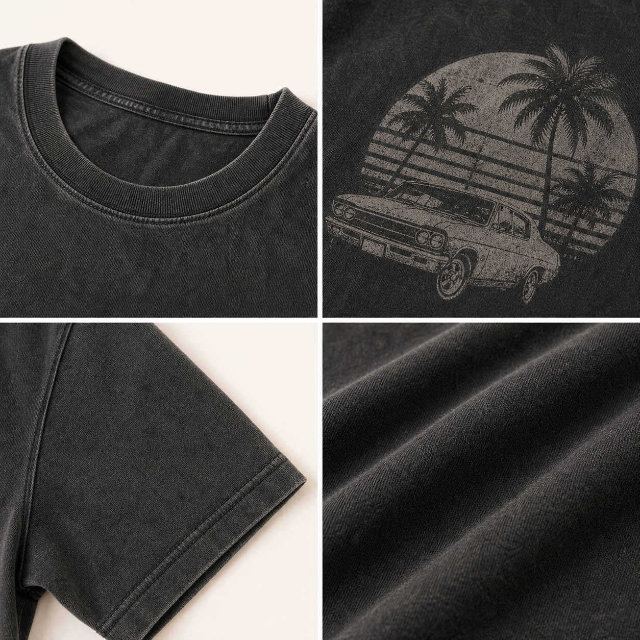 Men's vintage washed graphic tee fabric and print details