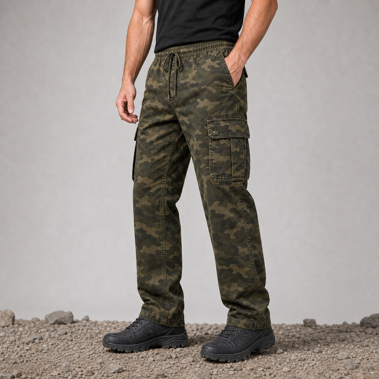 Camo Green men's outdoor utility cargo pants