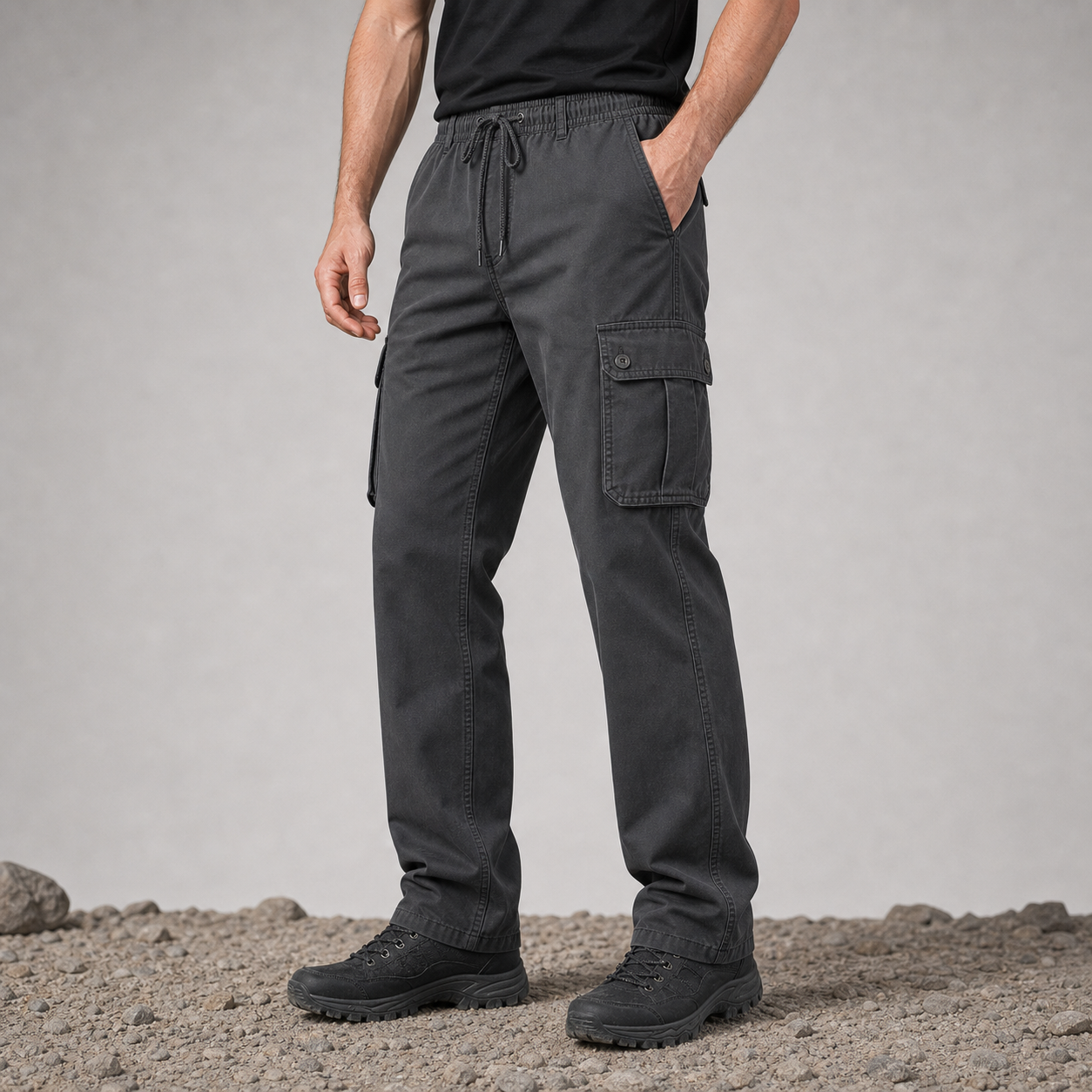 Charcoal men's outdoor utility cargo pants