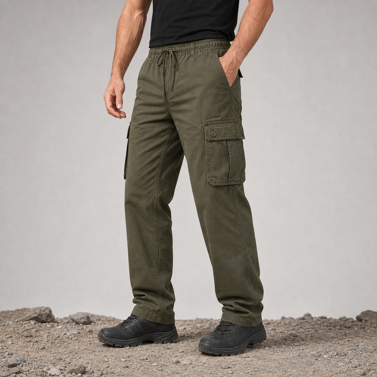 Olive men's outdoor utility cargo pants