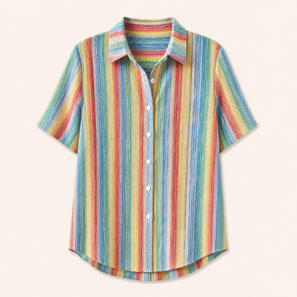 Rainbow Stripe women's stripe button-up shirt