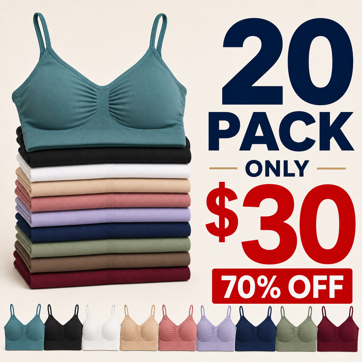 20 pack only 30 dollars women's seamless comfort bralette