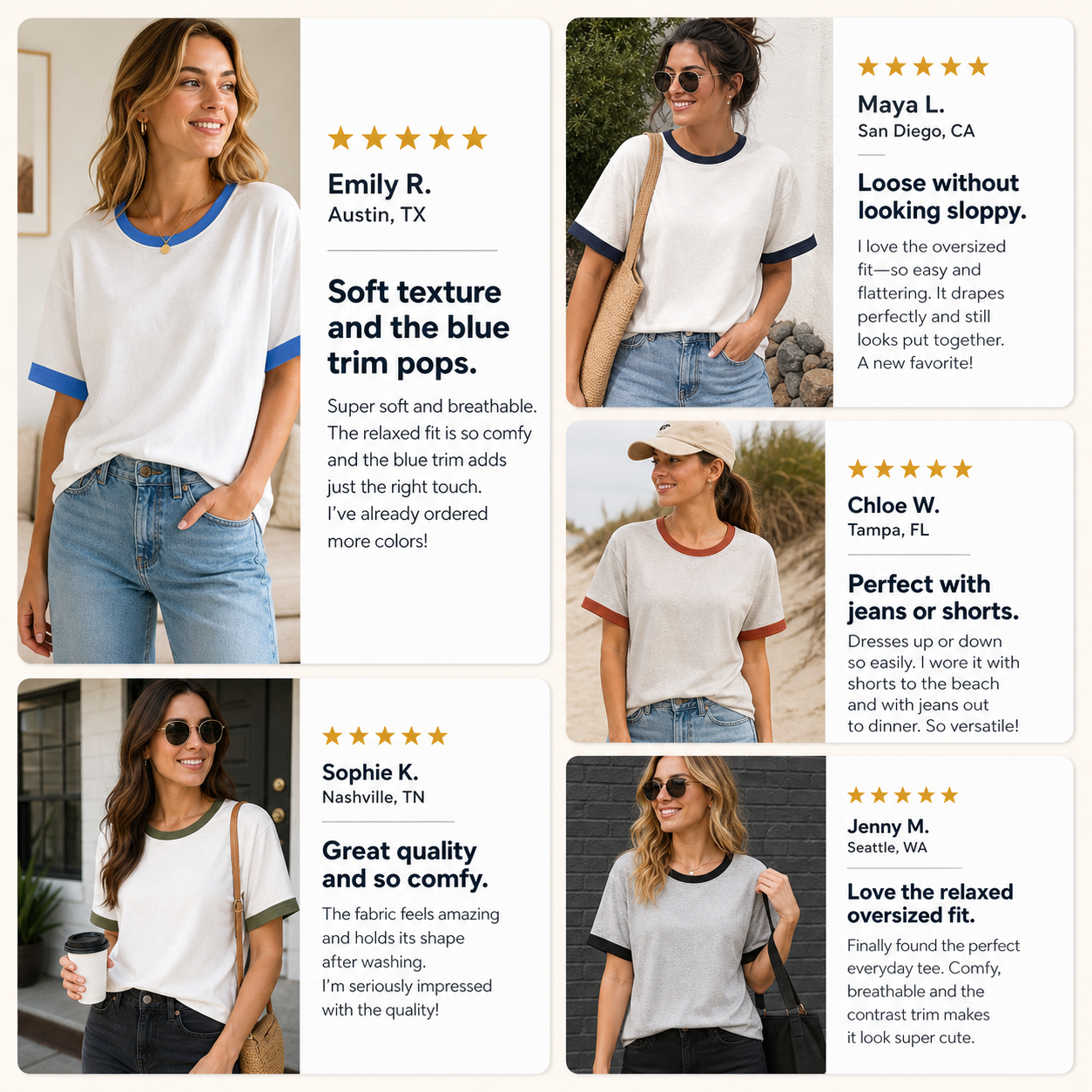 Customer review waterfall women's contrast-trim relaxed tee