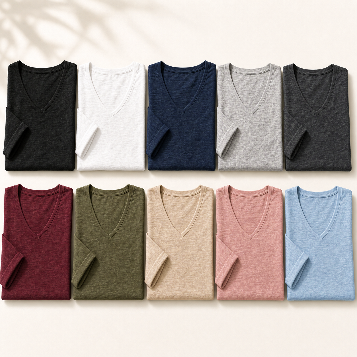 Ten color lineup women's relaxed V-neck tees