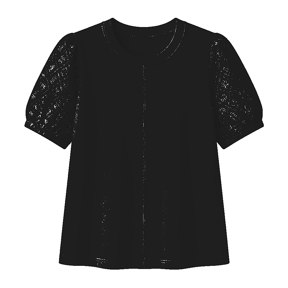 Women's 95% cotton eyelet sleeve tee - variant black