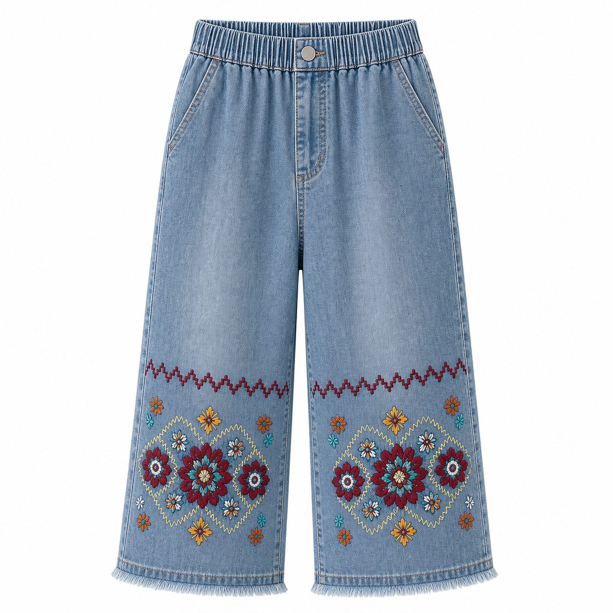 Women's embroidered denim capri pants - variant dusty blue