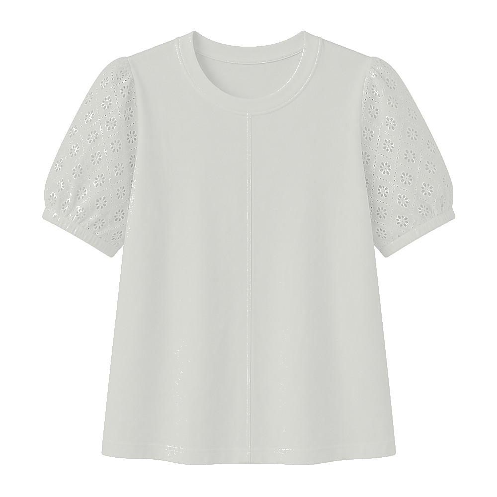 Women's 95% cotton eyelet sleeve tee - variant heather gray