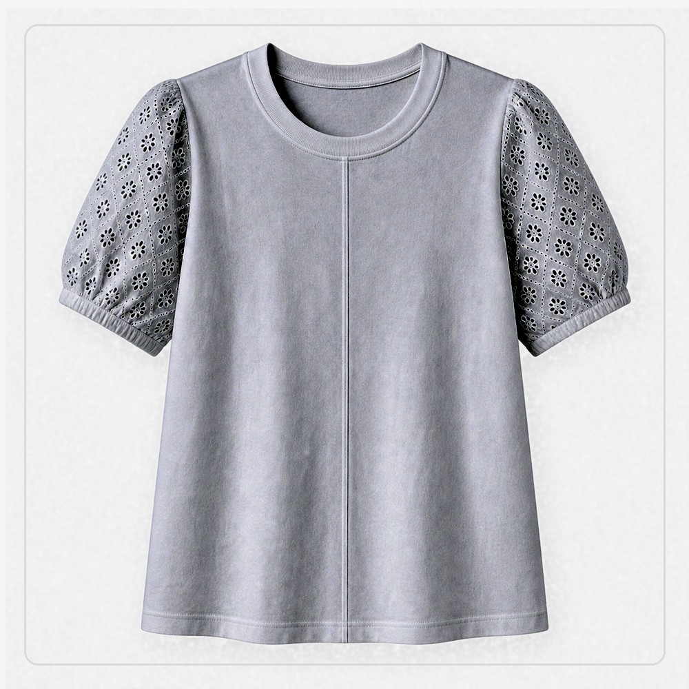 Women's 95% cotton eyelet sleeve tee - variant white