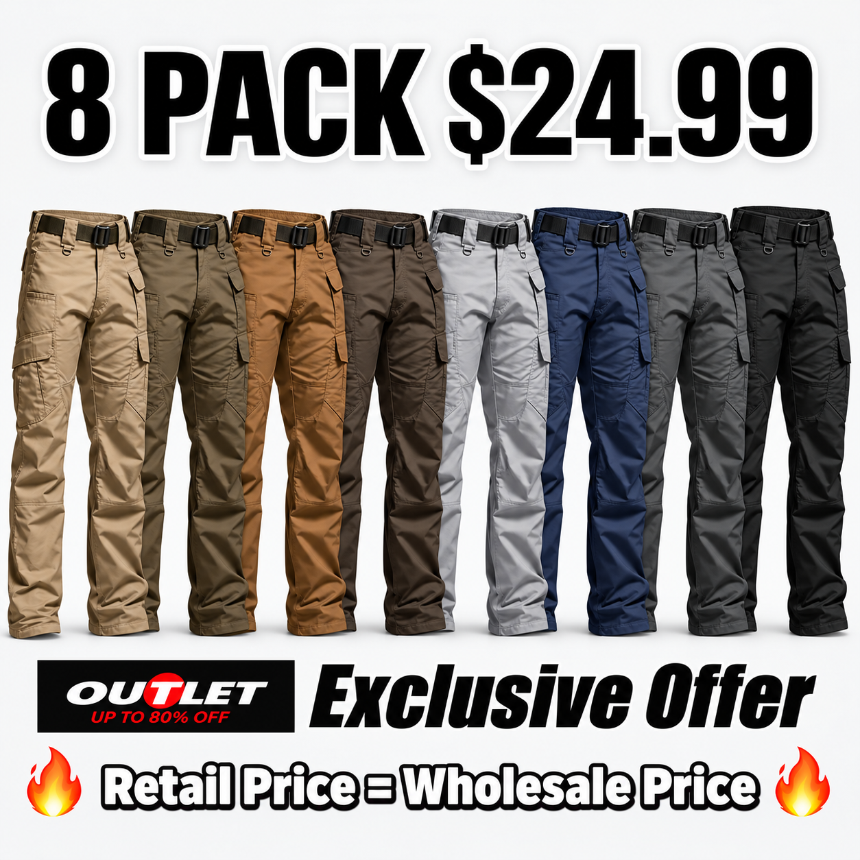 Men's Water-Resistant Ripstop Tactical Cargo Work Pants