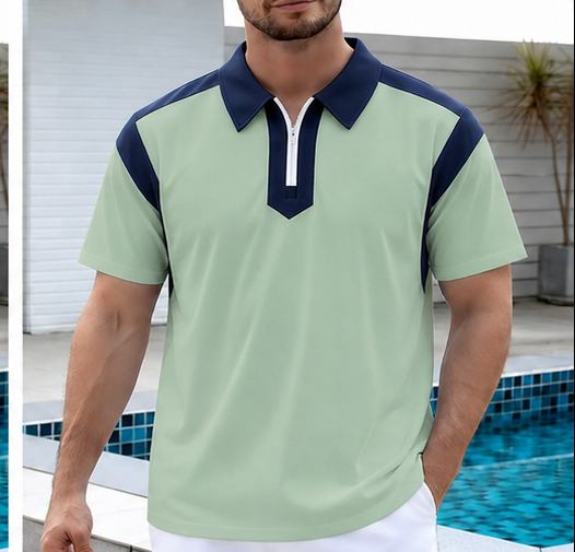 Seasonal Clearance Sale🔥10-PackOnly $29.99      Men's Color-Block  Zip Polo