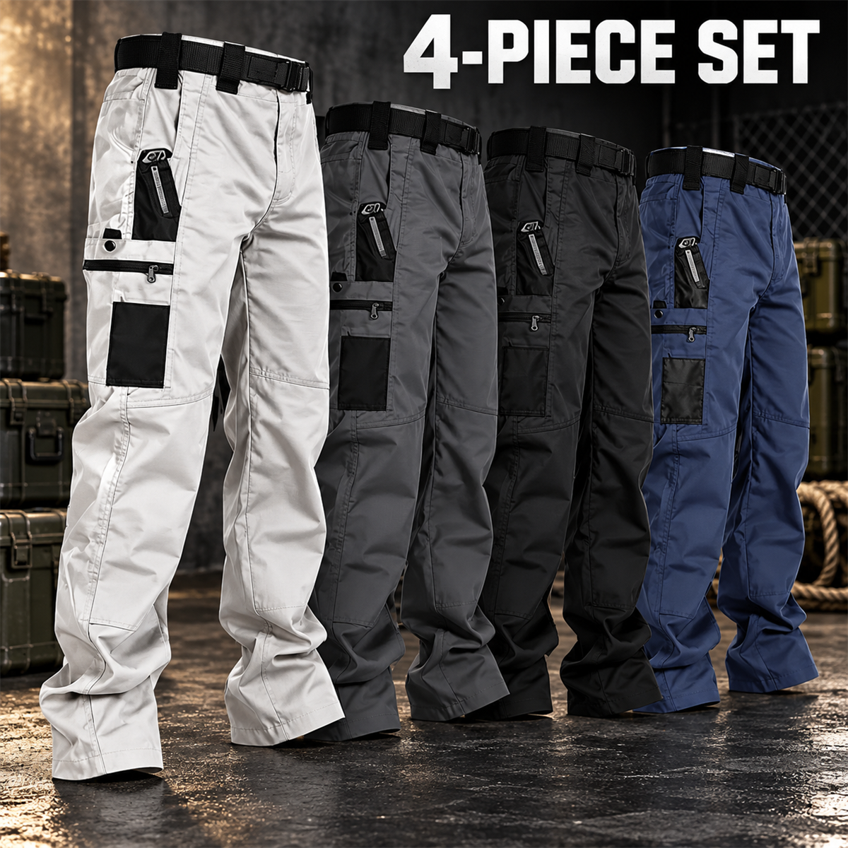 Men's Multi-Pocket Tactical Cargo Pants Multipack - 4-Piece Core Pack