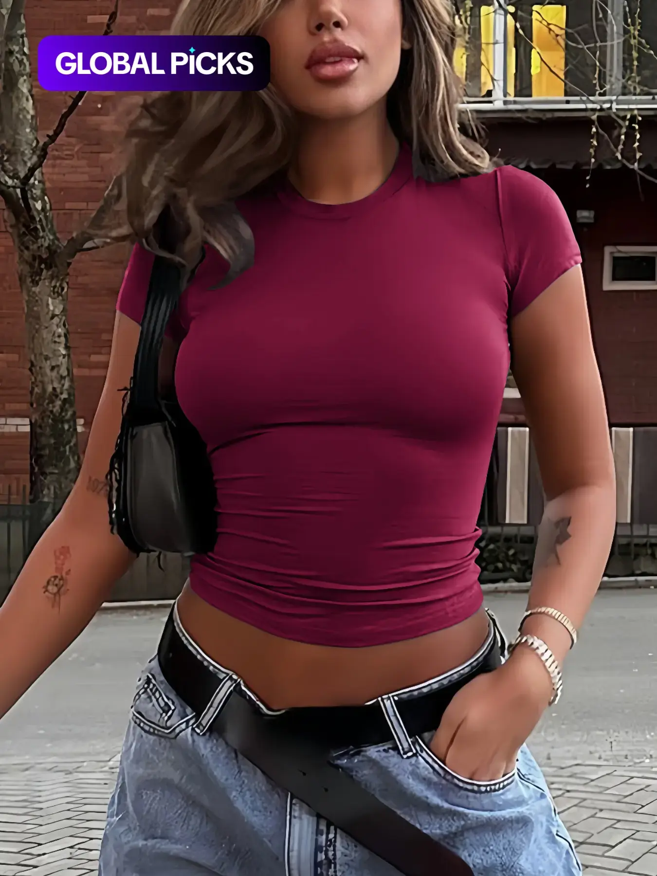 Women's Casual Round Neck Crop Tee - Summer Top