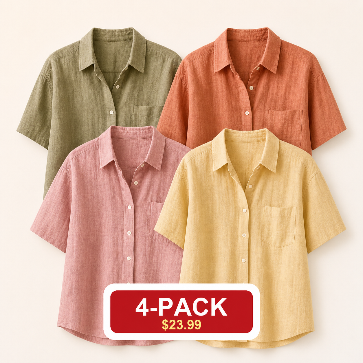 ⚡12-Pack for $39.99⚡Women's Lightweight Linen Long Sleeve Button Shirts