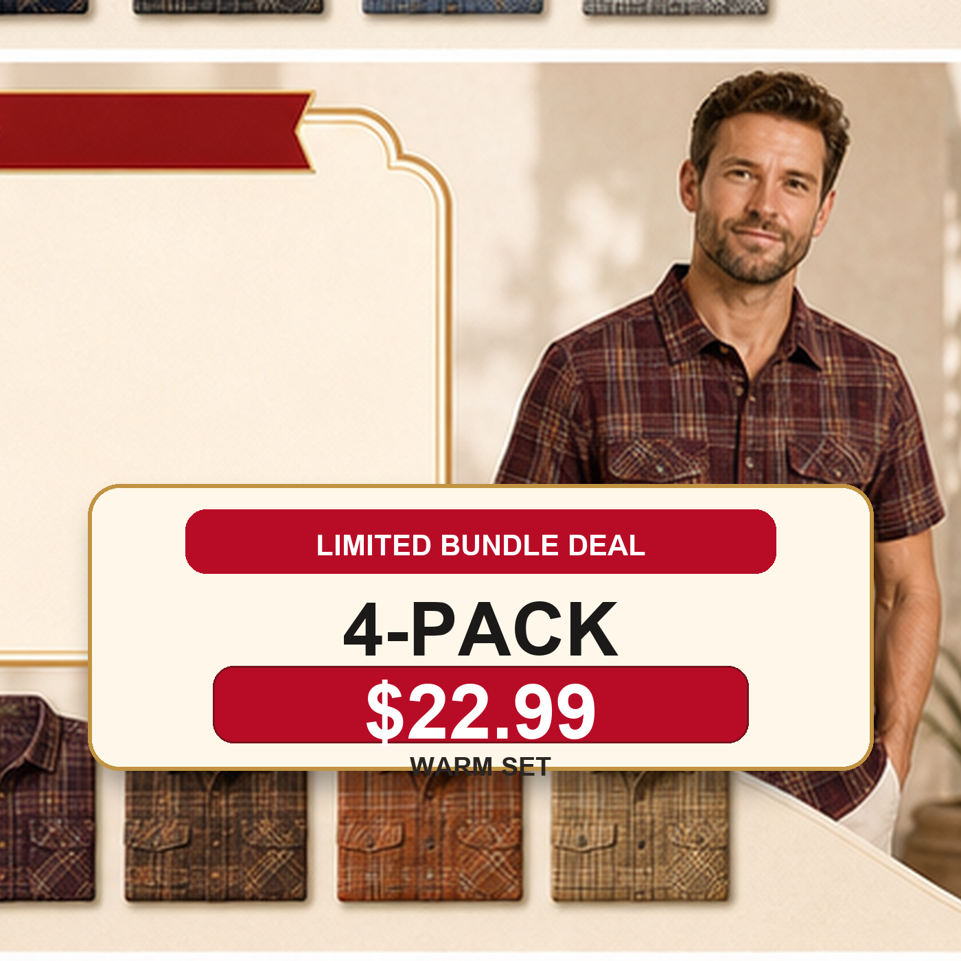 Men's Plaid Short Sleeve Utility Button-Up Shirt