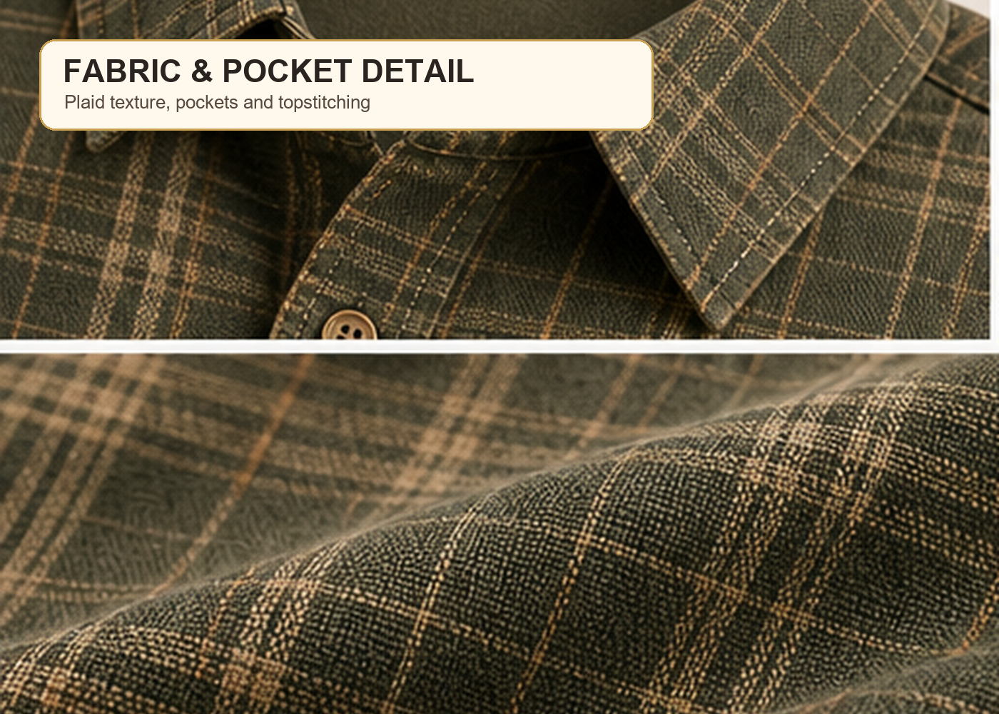 Men's Plaid Short Sleeve Utility Button-Up Shirt