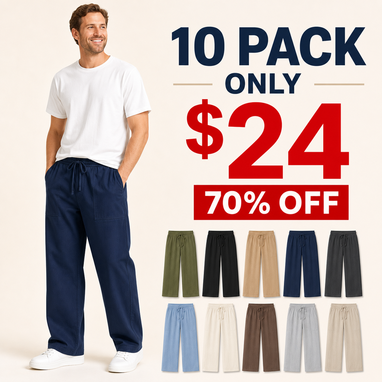 ⏰Store Closing Clearance⚡10 Pack for $24⚡Men's Relaxed Pants