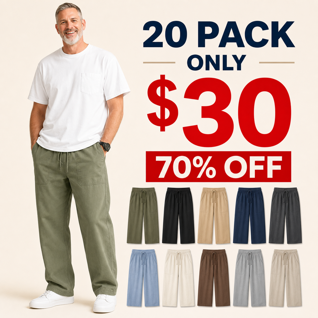 ⏰Store Closing Clearance⚡10 Pack for $24⚡Men's Relaxed Pants