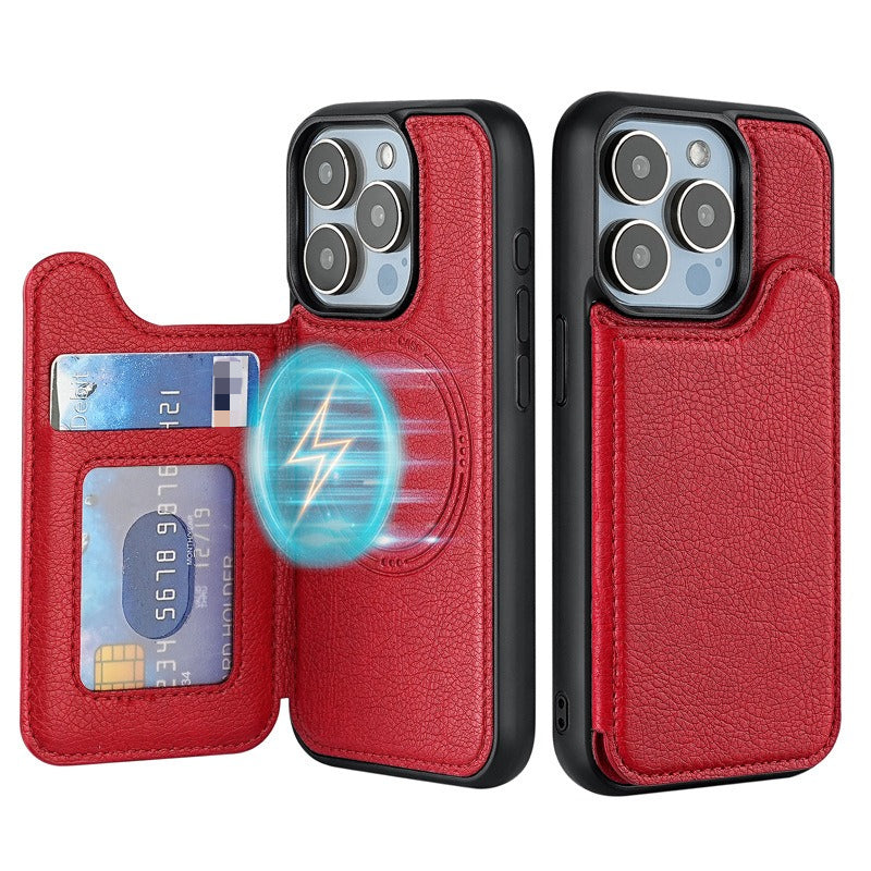 Magnetic Flip Card Holder Kickstand Case for iphone
