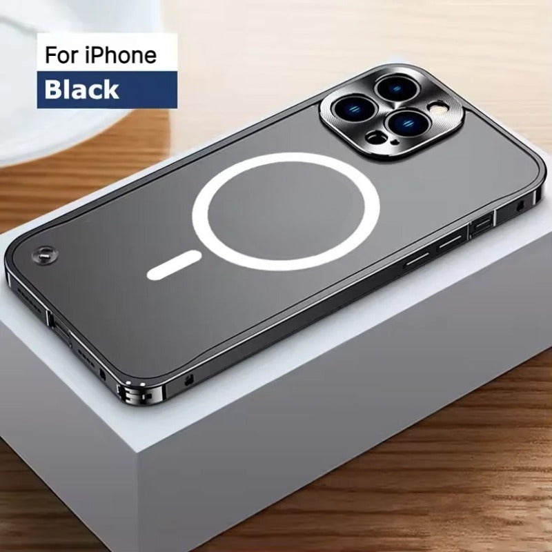 Magnetic Metal Aluminum Alloy Frame Frosted Back Panel Case for iphone