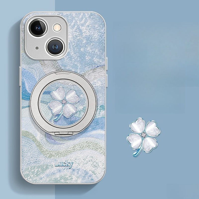 Lucky Clover Phone Case with Rotatable Stand & Lanyard for iphone