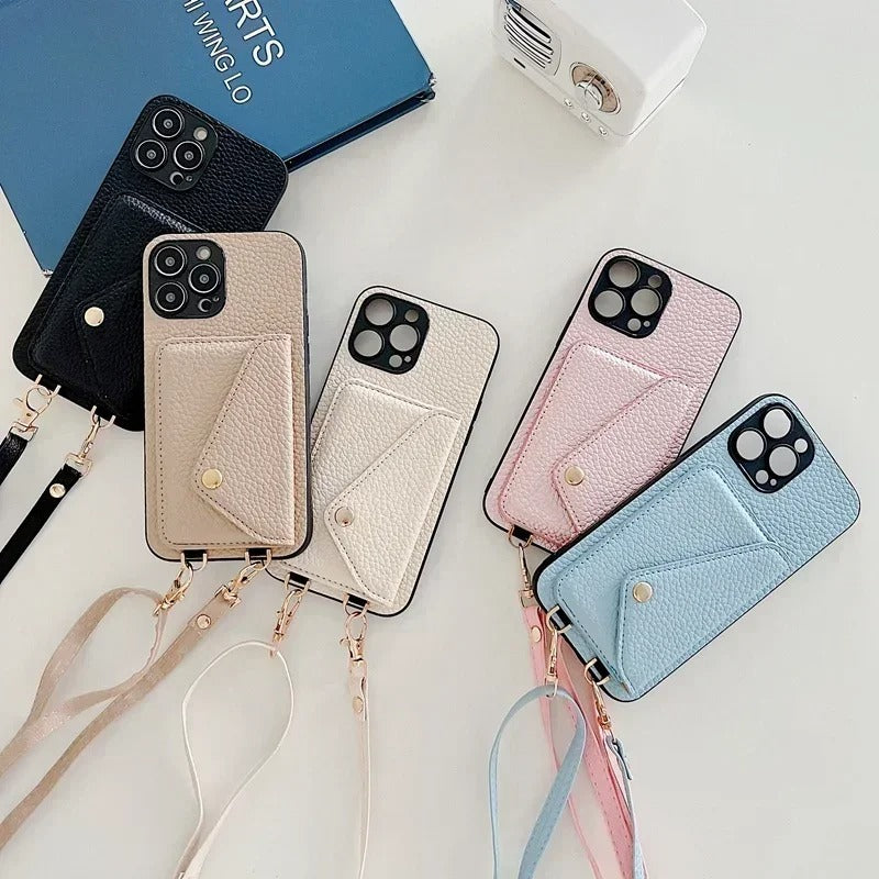 Leather Crossbody Wallet Case with Card Slots for iphone